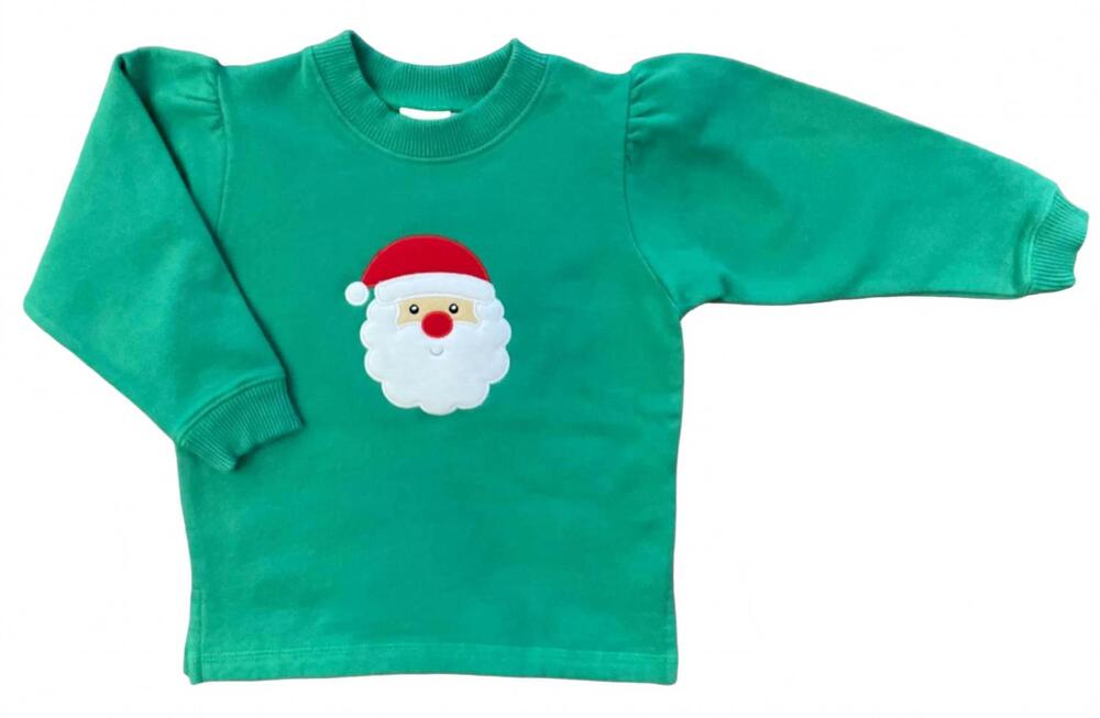NEW LUIGI KIDS kid's santa applique girl sweatshirt in mint